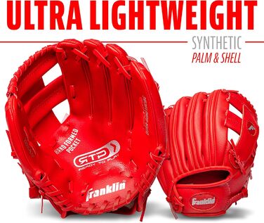 Рукавичка для бейсболу Franklin Sports RTP Kinder Teeball (червона, для правшів) + м'яч - дитячий набір для ті-болу
