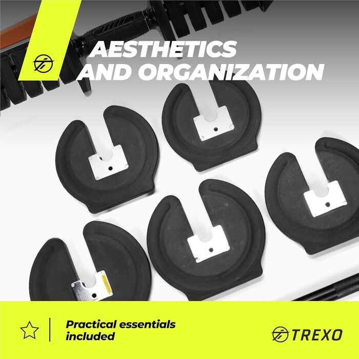 TREXO Регульований набір 2в1: гантелі та штанга 2-41 кг, залізо, ергономічна ручка, для фітнесу та силових тренувань