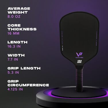 Ракетка для настільного тенісу Vatic Pro Prism з вуглецевим волокном, 16 мм, м'які стінки з інжекційним пінополіуретаном, включає захист для ручки (Flash)