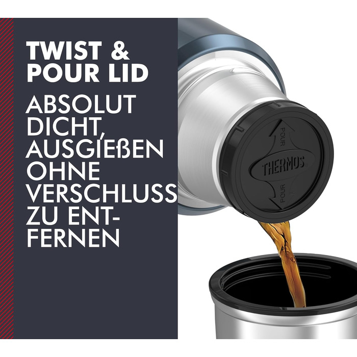 Термос STAINLESS KING з нержавіючої сталі Ice Grey, 1.20л - ізольований, з чашкою та ручкою, 24 год гарячий/холодний, BPA-free