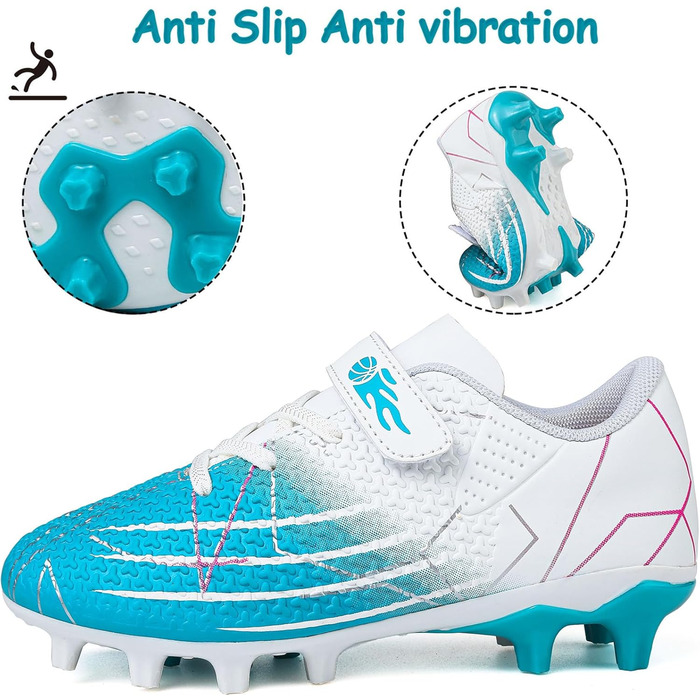 Дитячі футбольні бутси з шипами, професійні, для хлопчиків та дівчаток, розмір 35 EU, біло-блакитні