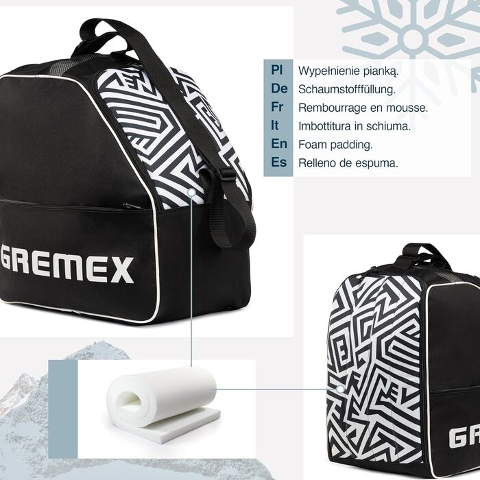 Чохол для лижних черевиків з відділенням для шолома - Водонепроникний рюкзак для лижних черевиків та шолома. Міцний, з титановими швами. Зручний для транспортування, подорожей та захисту спорядження (Чорний)