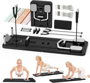 Реформатор Pilates Northdeer, оновлена версія 2025, складаний фітнес-борд 8-в-1, чорний