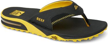 Шльпанці Reef Fanning Pregame для чоловіків (43 EU, чорний та жовтий)