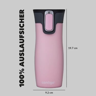 Термокружка Contigo West Loop Autoseal 470 мл, рожевий (Millennial Pink) - неіржавіюча сталь, для подорожей, кави з автозакриттям
