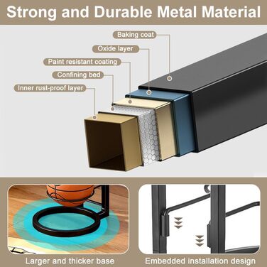 Стійка для зберігання м'ячів Kleemeiero: баскетбольний, футбольний, волейбольний, 5 м'ячів, 23.5 см, білий/чорний