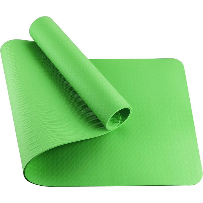 Килимок для йоги BODYMATE Premium TPE 183x61 см, нековзкий, фітнес-мат для йоги, пілатесу, спорту, товщина 6 мм, зелений
