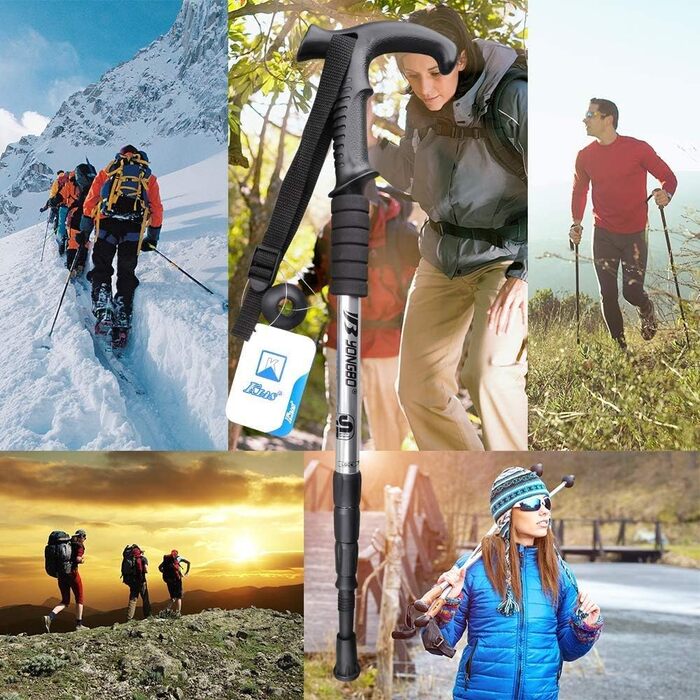 Трекінгові палиці ANGNYA з антивібраційною системою, телескопічні, легкі, для піших прогулянок, кемпінгу, гір