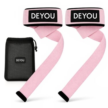 Підтримка зап'ястя DEYOU для вузьких та середніх зап'ясть – фітнес-манжети (з підкладкою) з 100% бавовни з сітчастою сумкою – ремені для тренажерного залу, силових тренувань, бодібілдингу для жінок та чоловіків (рожеві)