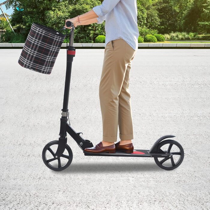 Міський складний трюковий самокат T-Style з кошиком та дисковим гальмом, 210 мм колеса, для дорослих