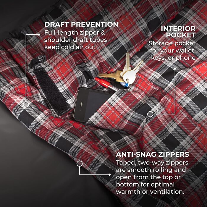 Сплячий мішок Teton Sports Celsius XL -32°C/-25°F з безкоштовним компресійним мішком, ліва блискавка, сірий