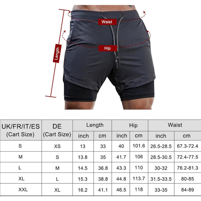 Шорти спортивні чоловічі для бігу 2 в 1, сірі. Короткі спортивні шорти для фітнесу та тренувань з вбудованою кишенею