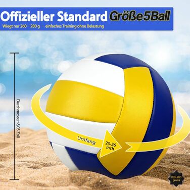 Волейбольний м'яч Bibykivn Official Size 5, водостійкий, з насосом, PVC поверхня, для пляжу, басейну та спортивних ігор. Колір: блакитно-зелений