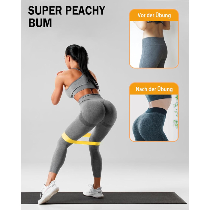 Набір еластичних стрічок для фітнесу: 9 шт. для силових тренувань, йоги та розтяжки вдома – включає тренувальний банд, турнік-стрічку, постер та сумку