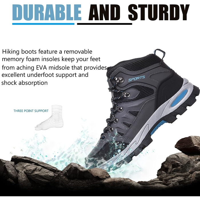 Водонепроникні туристичні черевики для чоловіків та жінок, сірі (42.5 EU)