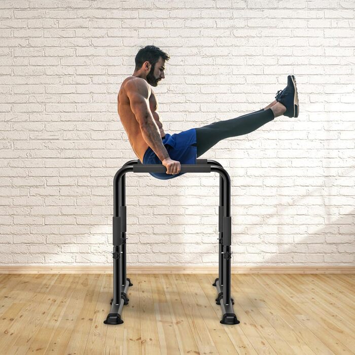 SELEWARE Dip-Bar Solide: Регульована турнік для дому, фітнес, калістеніка, силові тренування. Чорний турнік для віджимань та зворотних віджимань (1 шт.)