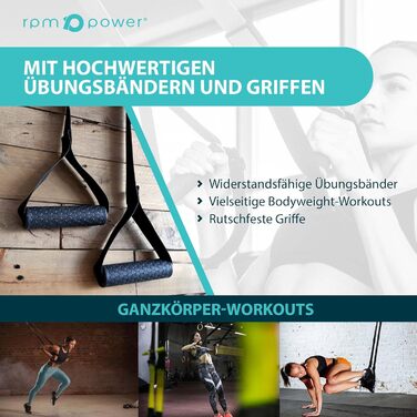RPM Power Турнік для дверей та підлоги, багатофункціональний турнік-станція з брусами і тренувальними стрічками, для підтягувань, віджимань, домашніх тренувань