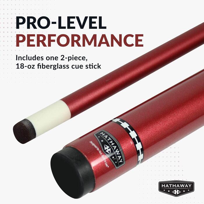 Чергова палиця Hathaway Conquest Queue з фібергласу, 147 см, червона