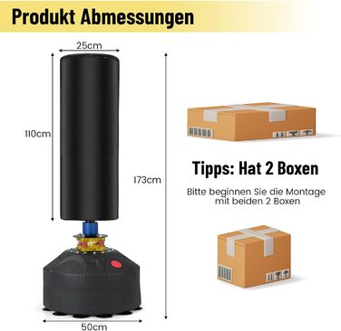 COSTWAY Самостійна боксерська груша, 173/182 см, зі стендом та боксерськими рукавичками, для кікбоксингу, боксу, MMA, для дітей та дорослих