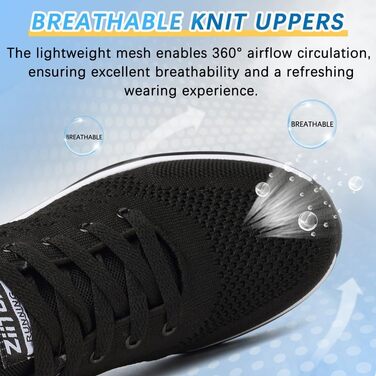 Жіночі кросівки для бігу та фітнесу. Зручні, дихаючі, з амортизацією. Розмір 38 EU, чорно-білі.