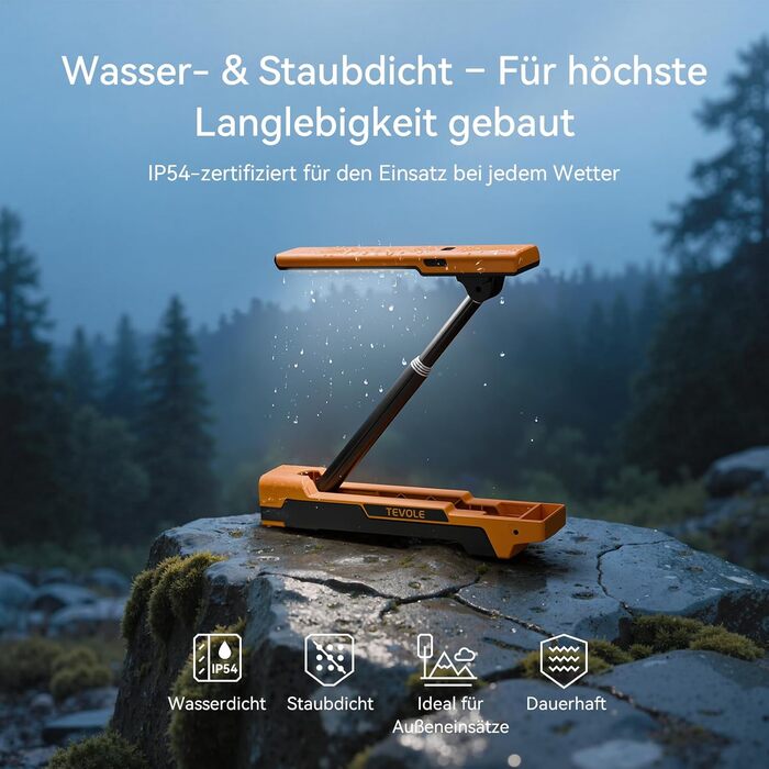 LED прожектор на штативі, 1500LM, 3 кольори світла (3000K/4500K/6000K), IP54, для відпочинку, DIY та майстерні