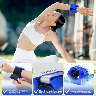 Набір вантажів для ніг та рук (2 шт., по 0,5 кг) - вантажні манжети для фітнесу, йоги, пілатесу, аеробіки, ходьби, плавання (блакитний)
