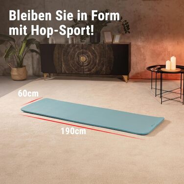 Гімнастичний килимок Hop-Sport 190x60x1 см, нековзкий, амортизуючий, з NBR-піни, з ременем для перенесення