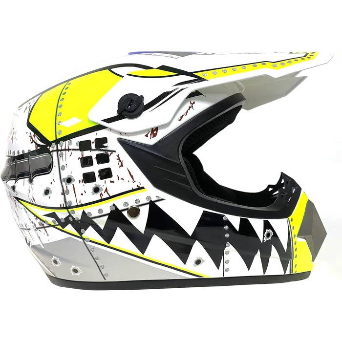 Шолом мотокрос MTB повний, для дітей та дорослих, з окулярами та рукавичками, білий (M 54~55см)