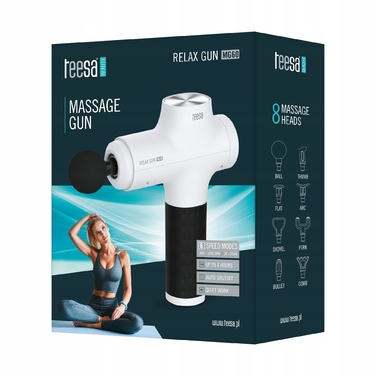 Перкусійний масажер для тіла та спини Teesa Relax Gun MG60, 8 насадок