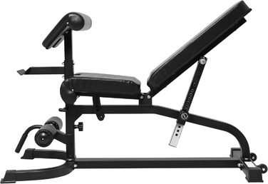 Мультифункціональна лава для жиму GORILLA SPORTS®, 13-рівнева регулювання, 151x63x114 см, зі стійкою для біцепса і фіксатором для ніг, сталева, чорна – тренувальна, універсальна, для фітнесу, жиму лежачи