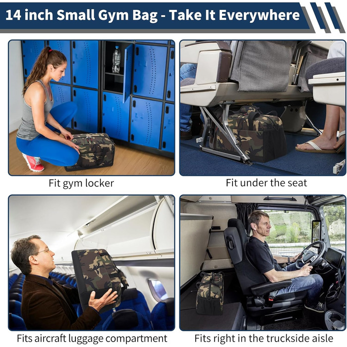 Спортивна сумка маленька з відділенням для мокрого - 35x20x20 см, ручна поклажа, міні-дуфл-сумка з кількома відділеннями для спорту, відпочинку, коротких подорожей (Камуфляж, 35 см)