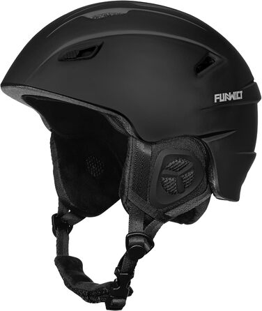 Шолом для лижного спорту, унісекс, чорний, 59-61 см. Регульований, з 12 вентиляційними отворами та знімним підкладкою та навушниками