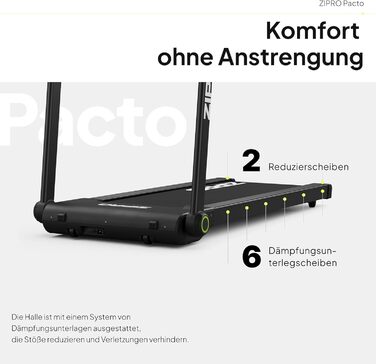 Біговий тренажер ZIPRO для дому, складаний, 1-16 км/год з APP, компактний Walking Pad з Bluetooth та MP3, тихий Walkingpad з LED-дисплеєм (Pacto)