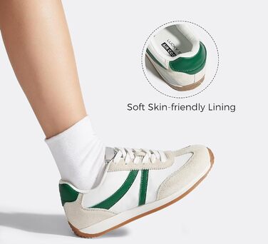 Жіночі ретро-кросівки LUCKY STEP - біло-зелені, 41 EU. Зручні повсякденні кросівки з протиковзкою підошвою та дихаючою підкладкою для міста