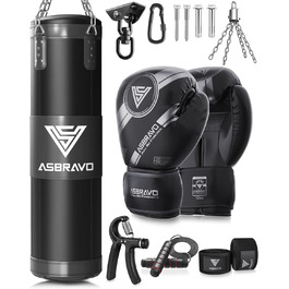 Боксерський мішок ASBRAVO 4 фути, набір для дорослих з рукавичками 12oz, для боксу, ММА, муай-тай, кікбоксингу, домашній спортзал, оксфорд, порожній