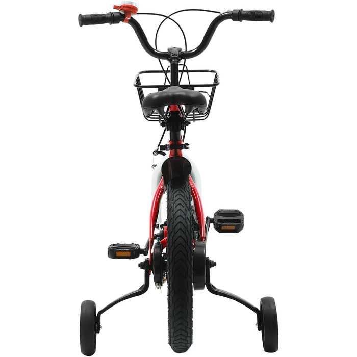 Дитячий велосипед 14 дюймів, регульована висота, велосипед для дівчаток 3-5 років, з додатковими колесами та кошиком, червоний