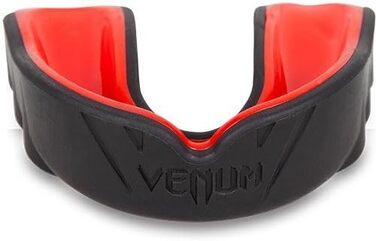 Капа Venum Challenger для боксу, чорно-червона, універсальний розмір + Бинти Venum Kontact для рук, чорні, 4м