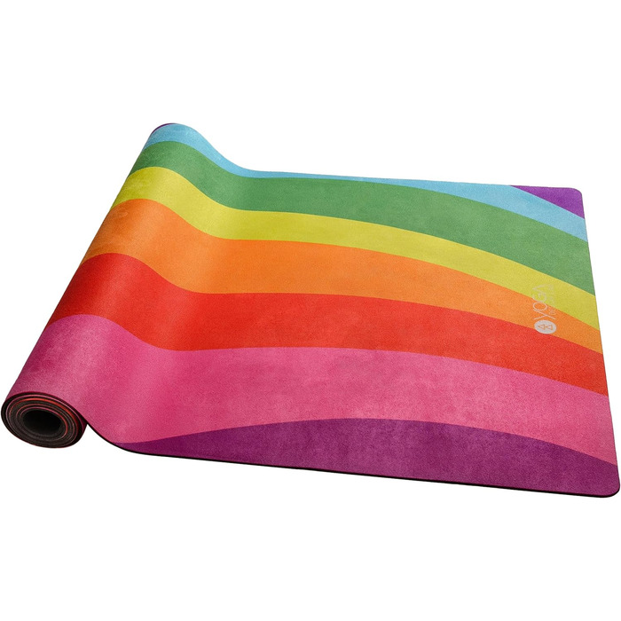 Йога-мат Yoga Design Lab Combo Rainbow 3.5 мм, нековзкий, натуральний каучук, рушник-килимок 2-в-1, з ременем для перенесення, для інтенсивних тренувань