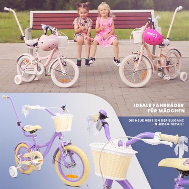 Дитяче велосипед Sun Baby Flower Bike для дівчаток, 14 дюймів, знімний ручка-штовхач, 2-6 років, колір лаванда