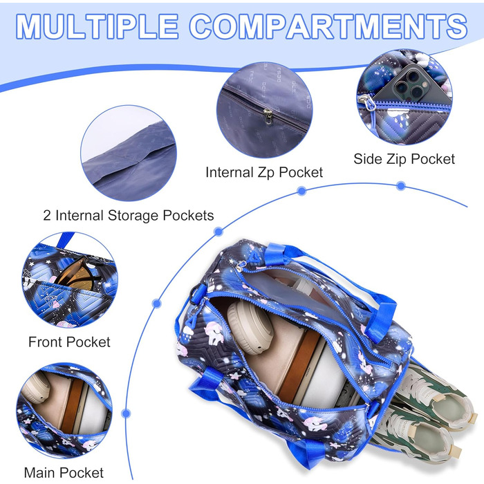 Спортивна сумка для дівчинки з єдинорогом, водонепроникна сумка для плавання з відділенням для взуття та мокрих речей, маленька сумочка для дівчат, спортивна сумка для подорожей, фітнесу, школи, плавання, (чорна)
