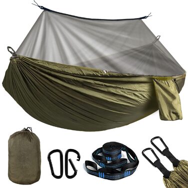 Гамак з москітною сіткою та тентом, Outdoor гамак, вантажопідйомність 300 кг, набір для кемпінгу, подорожей, біваку, ультралегкий комплект 275x140 см