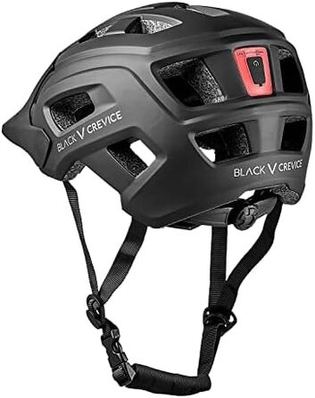 Велосипедний шолом Black Crevice MTB Enduro з LED підсвіткою, розмір S/M 54-58 см, чорний