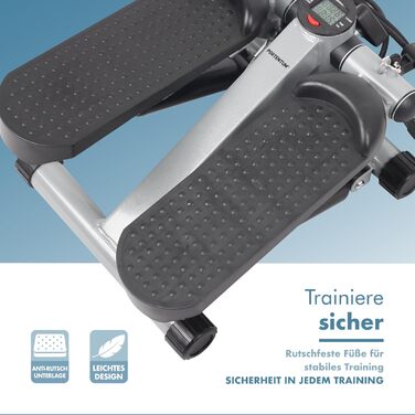 Міні степер PORTENTUM для дому з еластичними стрічками та LCD-дисплеєм - 5 функцій, Stairmaster 3-в-1 для ніг та рук, регульована інтенсивність, компактний фітнес-тренажер