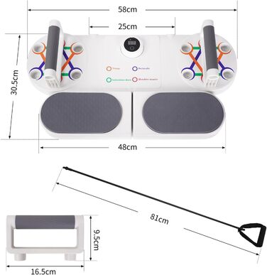 Набір для віджимань Dnkelar 3-в-1, фітнес-дошка для тренування всього тіла, з ручками для віджимань та еспандером, обладнання для дому, білий