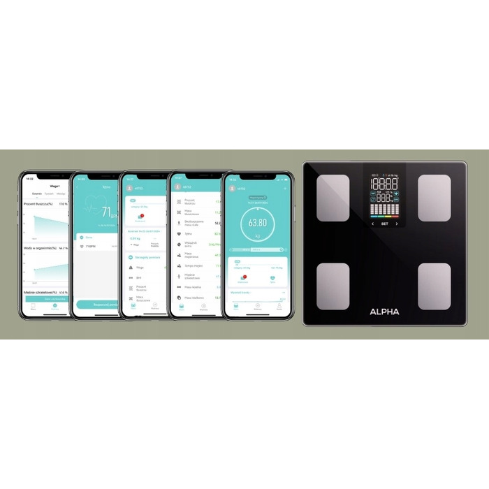Електронні ваги для ванної Alpha — Аналітичні, з BMI та додатком українською