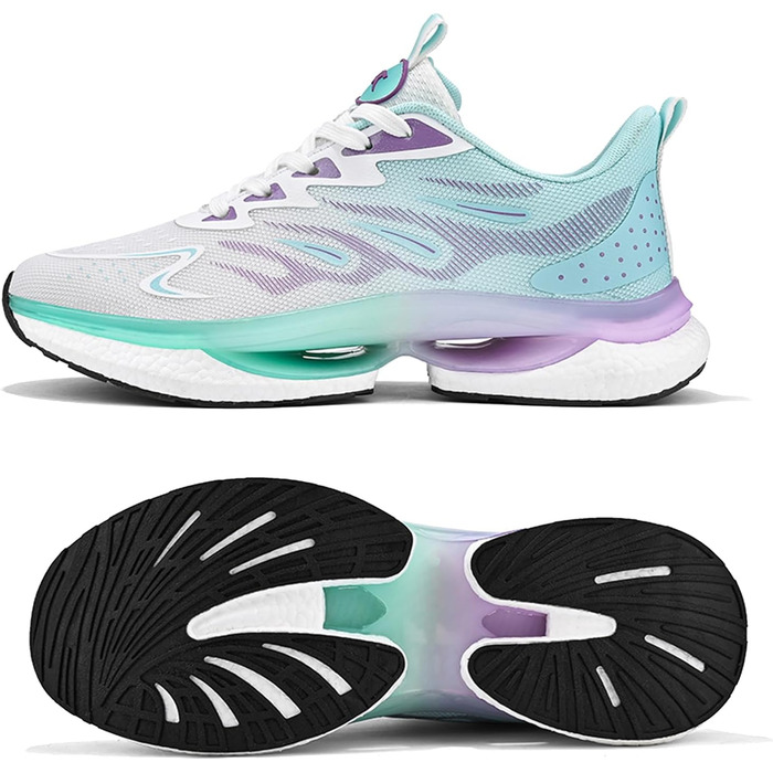 Спортивне взуття для жінок та чоловіків: кросівки для бігу, фітнесу, прогулянок та активного відпочинку. Розміри 35-45 EU (44 EU, блакитний, зелений, білий)