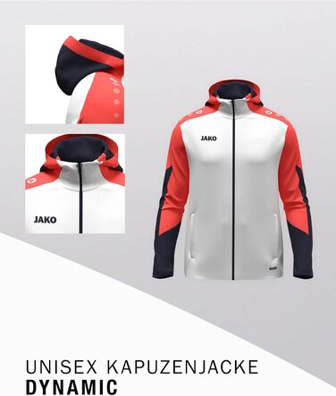 Чоловіча спортивна куртка з капюшоном JAKO Dynamic (S, білий/корал/темно-синій)