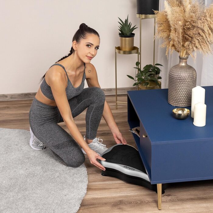 Вібраційна платформа Gymtek для дому - тренажер для схуднення, спалювання жиру та нарощування м'язів з 99 рівнями швидкості, 5 програмами та сенсорним екраном (чорний та срібний)