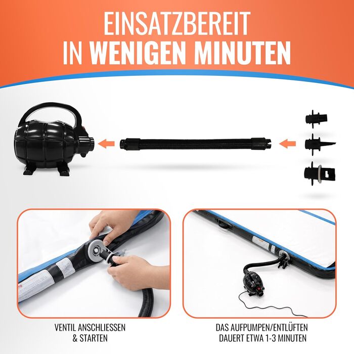 Airtrack мат для гімнастики надувний 3/4/5м, 120см, 10/20см, з електронасосом, ремонтним набором та сумкою 400x120x20см