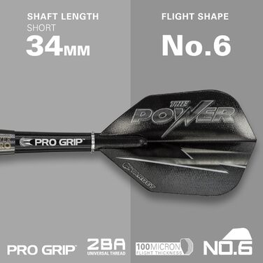 Darts Target Phil Taylor Power 8-Zero 1 (21/23/25г) - сталеві дротики з вольфраму 80%, чорні